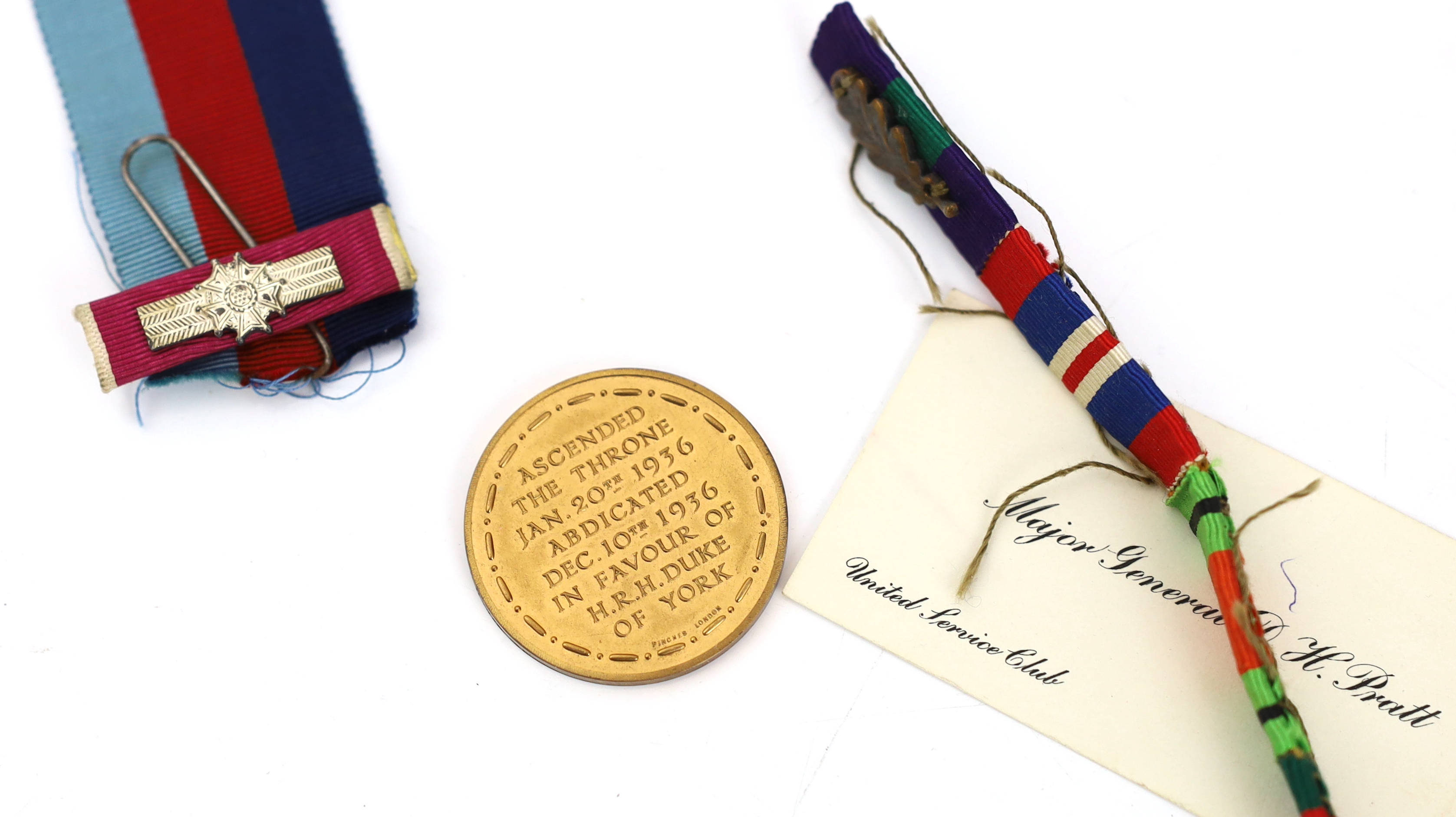 A DSO, MC medal group awarded to Major General Douglas Henry Pratt (1892-1958) of the Royal Irish Regiment, promoted towards the end of his career to Major General, as liaison in Washington D.C. where he oversaw upgrades